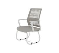 Chaise,OMOZUN Chaise de bureau moderne et épurée, structure métallique, moelleuse et confortable, adaptée à la maison et au bureau, gris et blanc