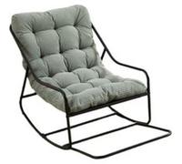 Chaise,OMOZUN Fauteuil à bascule, coussin confortable, doté d'un coussin moelleux et épais, idéal pour le salon, la chambre à coucher ou le coin lecture, structure noire avec coussin vert vert