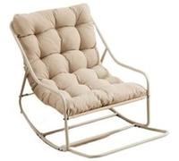 Chaise,OMOZUN Fauteuil à bascule, coussin confortable, doté d'un rembourrage moelleux et épais, idéal pour le salon, la chambre à coucher ou le coin lecture, structure beige avec coussin beige beige