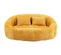 Chaise,OMOZUN Fauteuil relax, résistant et confortable, dossier haut, convient aux adultes et aux enfants, pour l'intérieur et l'extérieur, pour décorer le sol, rembourrage (chenille jaune) jaune