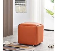 Chaise ottomane 5 en 1 empilable en similicuir avec roulettes - Petits tabourets gigognes carrés pour salon et salle à manger - 35 x 35 x 35 cm