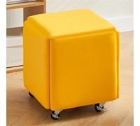 Chaise ottomane 5 en 1 en cuir jaune gigogne, fauteuil inclinable avec roulettes, banc ottoman polyvalent pour salon et salle à manger, taille L