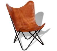 Chaise Papillon intérieure en Cuir véritable - Marron - Mobilier de Salon
