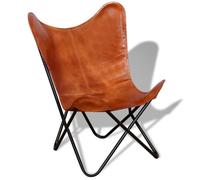 Chaise papillon - SALALIS - DP42419 - Cuir véritable - Armature en fer laqué - Vintage