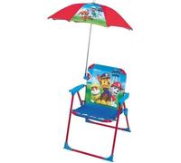 Fun House | Chaise Pliante pour Enfant Pat Patrouille Bleu avec Parasol Ø65 Cm | H53 x L38.5 x P37.5 Cm | Licence Officielle | Mobilier Extérieur Plen Air Léger | Cadeau Été Jardin Plage Dès 3 Ans