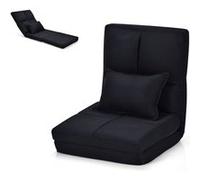 chaise paresseux giantex sur plancher pliable noir 176 cm x 61 cm x 12-15 cm avec dossier à 5 positions réglables pour relax,méditer,lire,regarder TV Noir G