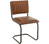 Paris Prix Chaise déco moderne en cuir métal non pliable H. 88 cm intérieur Marron