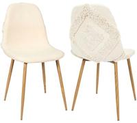Chaise Pieds Imitation Bois Assise en Tissu Faro (Lot de 2)