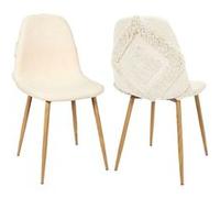 Chaise pieds imitation bois assise en tissu Faro (Lot de 2) Beige G