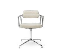 Chaise Pivotante 453 avec Patins, Aluminium/ondulé, Blanc Cassé/ Gris Clair
