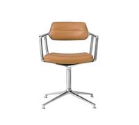 Chaise pivotante 453 avec patins de sol en Aluminium/camel/cuir