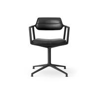 Vipp 453 / Vipp453 chaise pivotante Swivel Chair Vipp cuir noir / cadre noir avec patins - 5705953218605