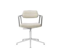 Chaise Pivotante 453 Swivel+ avec Patins, Aluminium/ondulé, Blanc Cassé/ Gris Clair