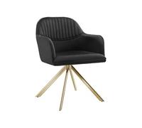 Chaise - TECTAKE - Fauteuil LONA pivotant en velours matelassé et rembourré, dossier arrondi, 56 x 59 x 81 cm - Noir/Or