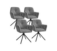 Chaise pivotante à 360° en velours rembourré pieds réglables en hauteur Aspect velours anthracite/noir