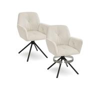 Chaise pivotante à 360° en velours rembourré pieds réglables en hauteur Velours crème/noir