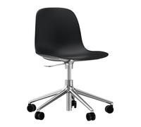 Normann Copenhagen Chaise de bureau Form avec base pivotante. fauteuil de bureau 5W noir. aluminium. roulettes