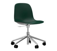 Normann Copenhagen Chaise de bureau Form avec base pivotante. fauteuil de bureau 5W vert. aluminium. roulettes