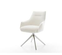 Chaise-pivotante Alja-Flex avec accoudoirs bou oux beige pied croisé large acier inoxydable pivotement sur 360° fonction bascule resorts ensachés