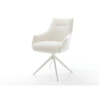 Chaise-pivotante Alja-Flex avec accoudoirs bou oux beige pied croisé large blanc pivotement sur 360° fonction bascule resorts ensachés