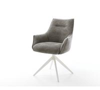 Chaise-pivotante Alja-Flex avec accoudoirs bou oux couleur boue pied croisé large blanc pivotement sur 360° fonction bascule resorts ensachés