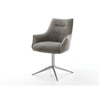 Chaise-pivotante Alja-Flex avec accoudoirs bou oux couleur boue pied de chaise 4 branches acier inoxydable pivotement sur 360° fonction bascule resorts ensachés