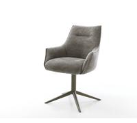 Chaise-pivotante Alja-Flex avec accoudoirs bou oux couleur boue pied de chaise 4 branches aspect titane pivotement sur 360° fonction bascule resorts ensachés