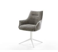 Chaise-pivotante Alja-Flex avec accoudoirs bou oux couleur boue pied de chaise 4 branches blanc pivotement sur 360° fonction bascule resorts ensachés