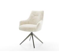 Chaise-pivotante Alja-Flex avec accoudoirs peluche crème-blanc pied croisé large grafiete pivotement sur 360° fonction bascule resorts ensachés