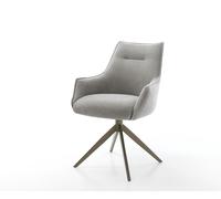 Chaise-pivotante Alja-Flex avec accoudoirs tissu structuré doux gris pied croisé large aspect titane pivotement sur 360° fonction bascule resorts ensachés