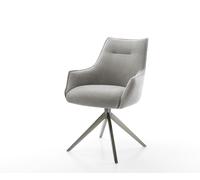 Chaise-pivotante Alja-Flex avec accoudoirs tissu structuré doux gris pied croisé large grafiete pivotement sur 360° fonction bascule resorts ensachés
