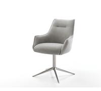 Chaise-pivotante Alja-Flex avec accoudoirs tissu structuré doux gris pied de chaise 4 branches acier inoxydable pivotement sur 360° fonction bascule resorts ensachés