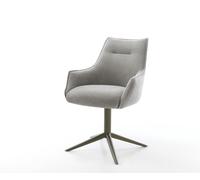 Chaise-pivotante Alja-Flex avec accoudoirs tissu structuré doux gris pied de chaise 4 branches aspect titane pivotement sur 360° fonction bascule resorts ensachés