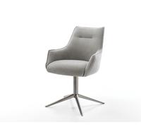 Chaise-pivotante Alja-Flex avec accoudoirs tissu structuré doux gris pied de chaise 4 branches grafiete pivotement sur 360° fonction bascule resorts ensachés