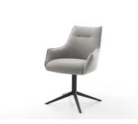 Chaise-pivotante Alja-Flex avec accoudoirs tissu structuré doux gris pied de chaise 4 branches noir pivotement sur 360° fonction bascule resorts ensachés