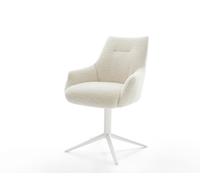 Chaise-pivotante Alja-Flex avec accoudoirs tissu teddy beige pied de chaise 4 branches blanc pivotement sur 360° fonction bascule resorts ensachés
