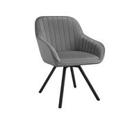 Chaise pivotante avec accoudoirs rembourrée aspect velours gris