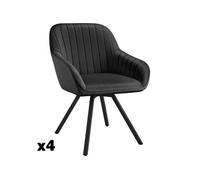 Chaise pivotante avec accoudoirs rembourrée aspect velours Lot de 4 noir