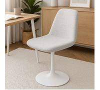 Chaise pivotante blanche - SENHO - LORA - Design rétro-chic - Assise et dossier rembourrés - Base ronde en métal