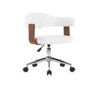 vidaXL Chaise pivotante de bureau Siège de salon ergonomique Blanc similicuir Bois courbé