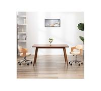 vidaXL Chaise pivotante de bureau Crème Bois courbé et similicuir