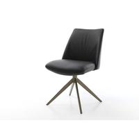 Chaise-pivotante Elso-Flex cuir de vache noir pied croisé large aspect titane pivotement sur 360° fonction bascule ressorts ensachés