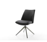 Chaise-pivotante Elso-Flex cuir de vache noir pied croisé large grafiete pivotement sur 360° fonction bascule ressorts ensachés