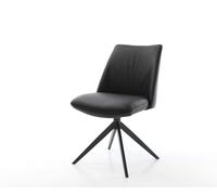 Chaise-pivotante Elso-Flex cuir de vache noir pied croisé large noir pivotement sur 360° fonction bascule ressorts ensachés