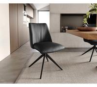 Chaise-pivotante Elso-Flex cuir de vache noir pied croisé large noir pivotement sur 360° ressorts ensachés