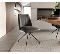 Chaise-pivotante Elso-Flex microvelours anthracite vintage pied croisé conique noir pivotement sur 180° ressorts ensachés