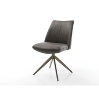 Chaise-pivotante Elso-Flex microvelours anthracite vintage pied croisé large aspect titane pivotement sur 360° ressorts ensachés