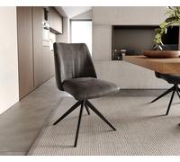 Chaise-pivotante Elso-Flex microvelours anthracite vintage pied croisé large noir pivotement sur 360° ressorts ensachés