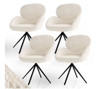 Chaise pivotante en bou rème - Juskys - Lot de 4 - Rotation à 360° - Rembourrage en mousse