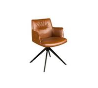 Chaise pivotante en simili-cuir marron cognac 4193, 57 x 60 x 80 cm -